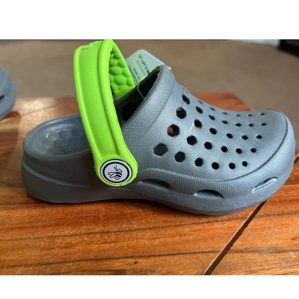 Joybees‎ Kids Active Clog Charcoal Grey Neon Green Slip On Water Shoes Size C8/9